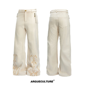Embroidered Suede Straight-Leg Trousers - product image 5