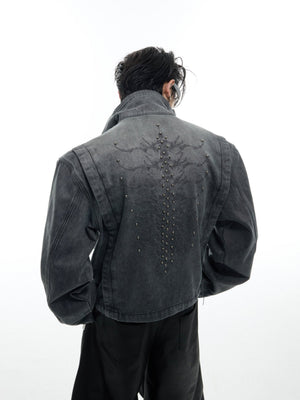 Cropped Washed Rivet Denim Jacket - product image 1