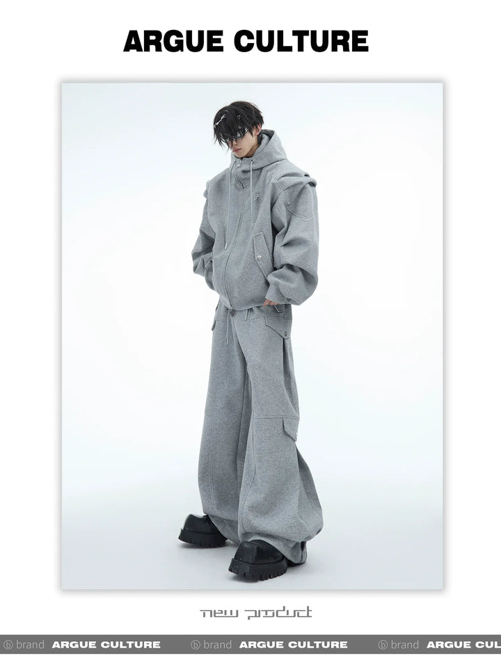 Men¡¯s Oversized Pleated Hoodie Jacket | Stylish Warm Zip-Up Outerwear - ArgueCulture