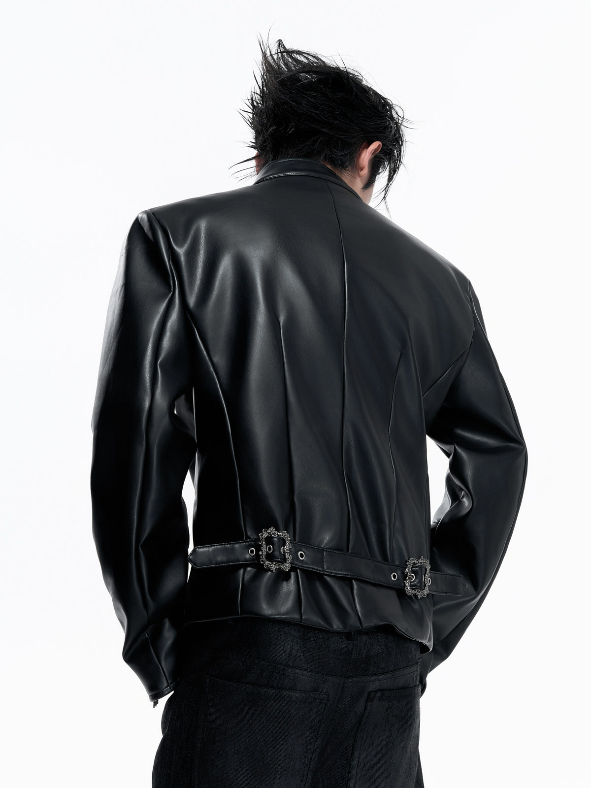 Asymmetric Red PU Leather Biker Jacket - product image 3
