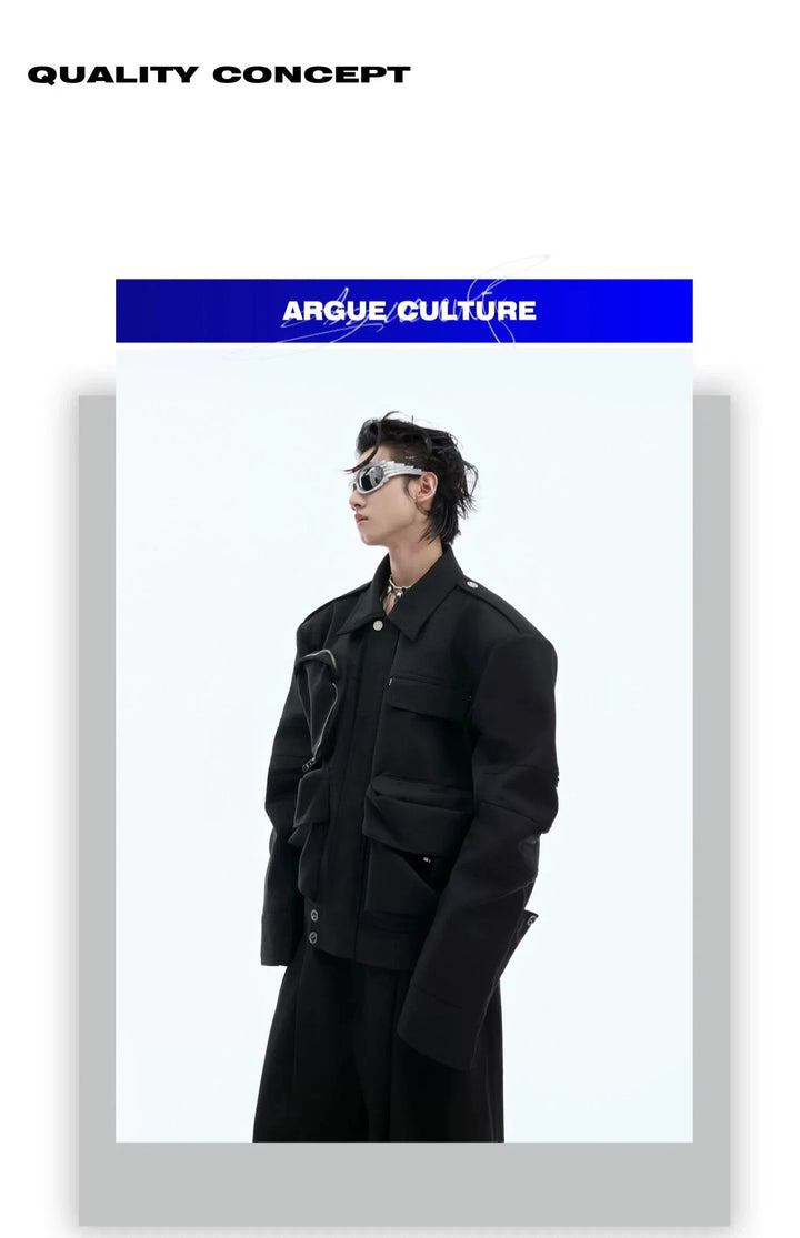 Avant-Garde Workwear Jacket | Detachable Shoulders | Multi-Pocket Design - ArgueCulture