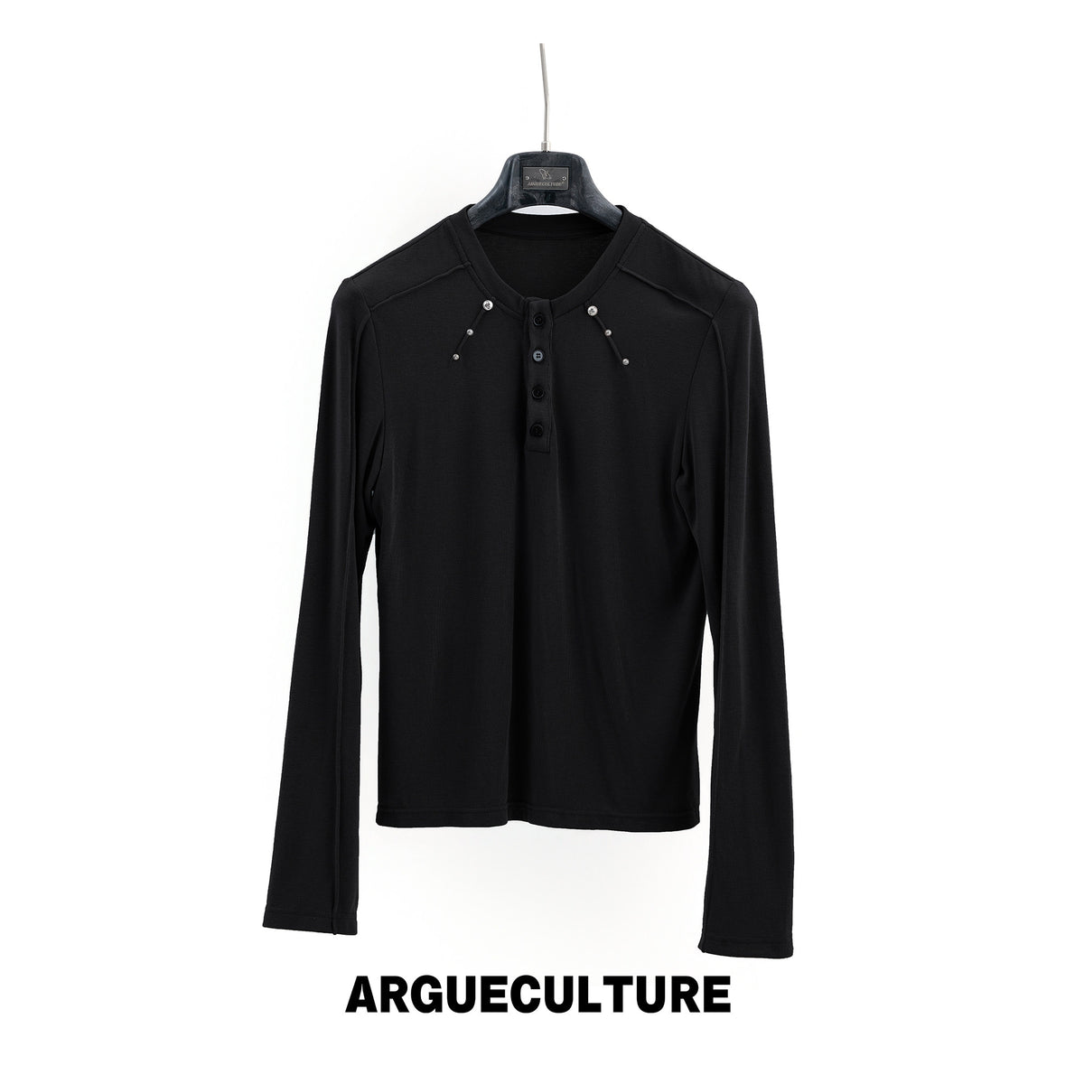 Studded Fitted Henley Long-Sleeve Top - product image 5