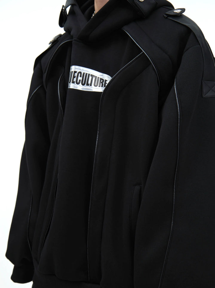 Futuristic Oversized Hoodie with Metallic Logo and Modern Cut - ArgueCulture