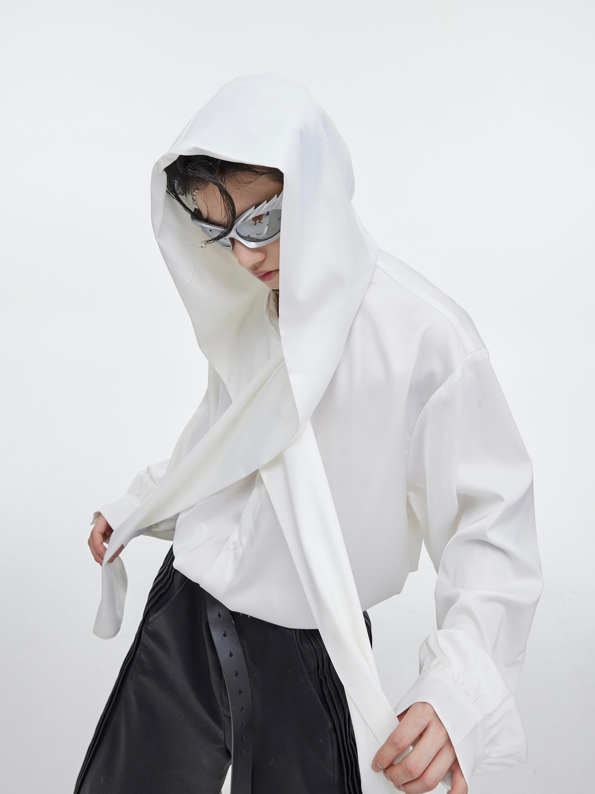 V-Neck Hooded Button-Front Shirt - product image 2