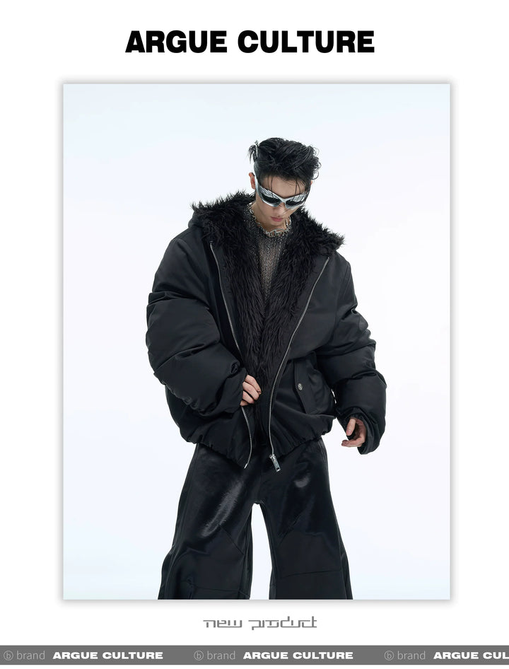 Men¡¯s Faux Fur Hooded Waterproof Puffer Jacket - ArgueCulture