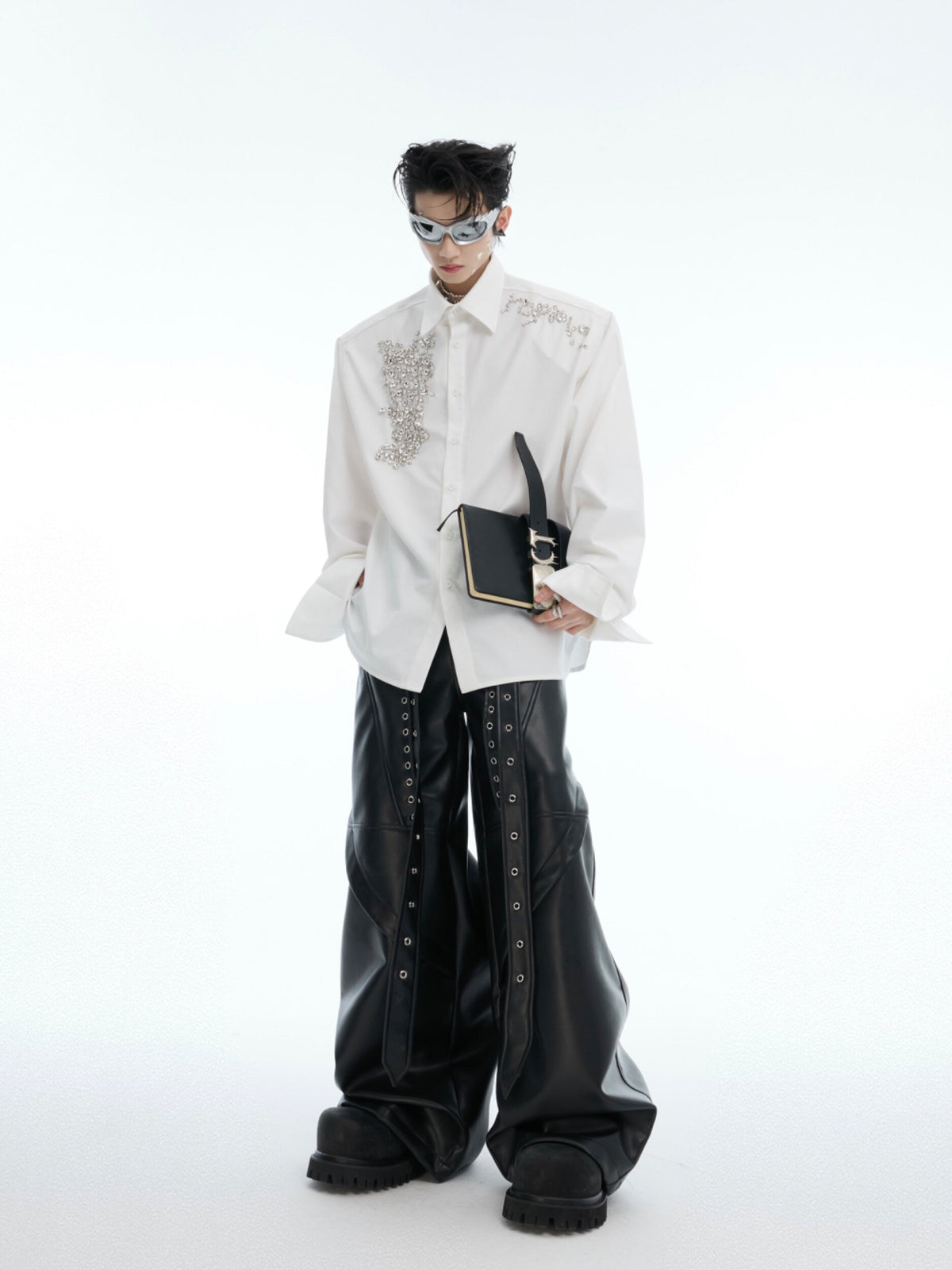 Crystal Shoulder-Pad Cotton Shirt - product image 5