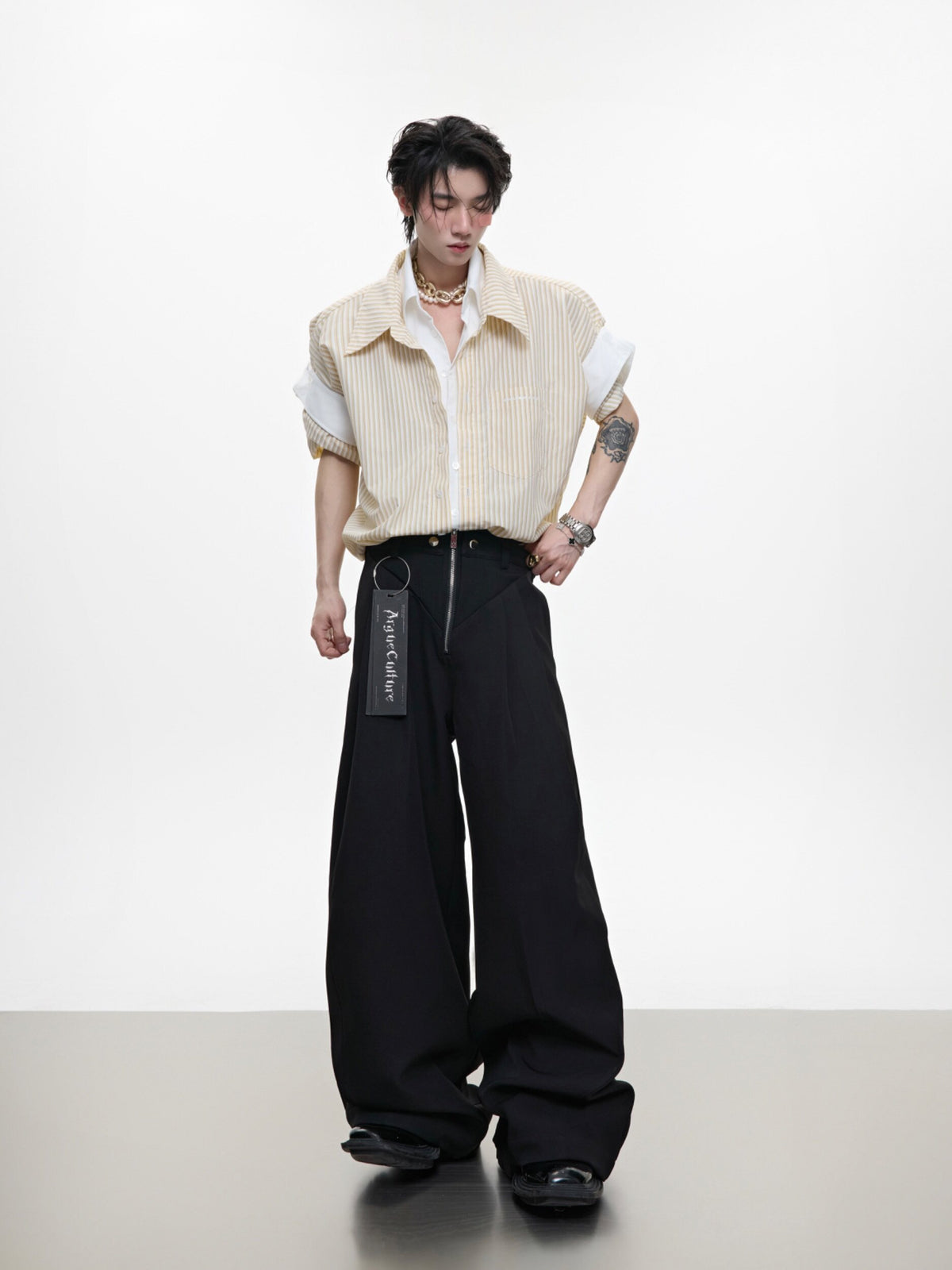 Layered Striped Short-Sleeve Shirt - product image 4