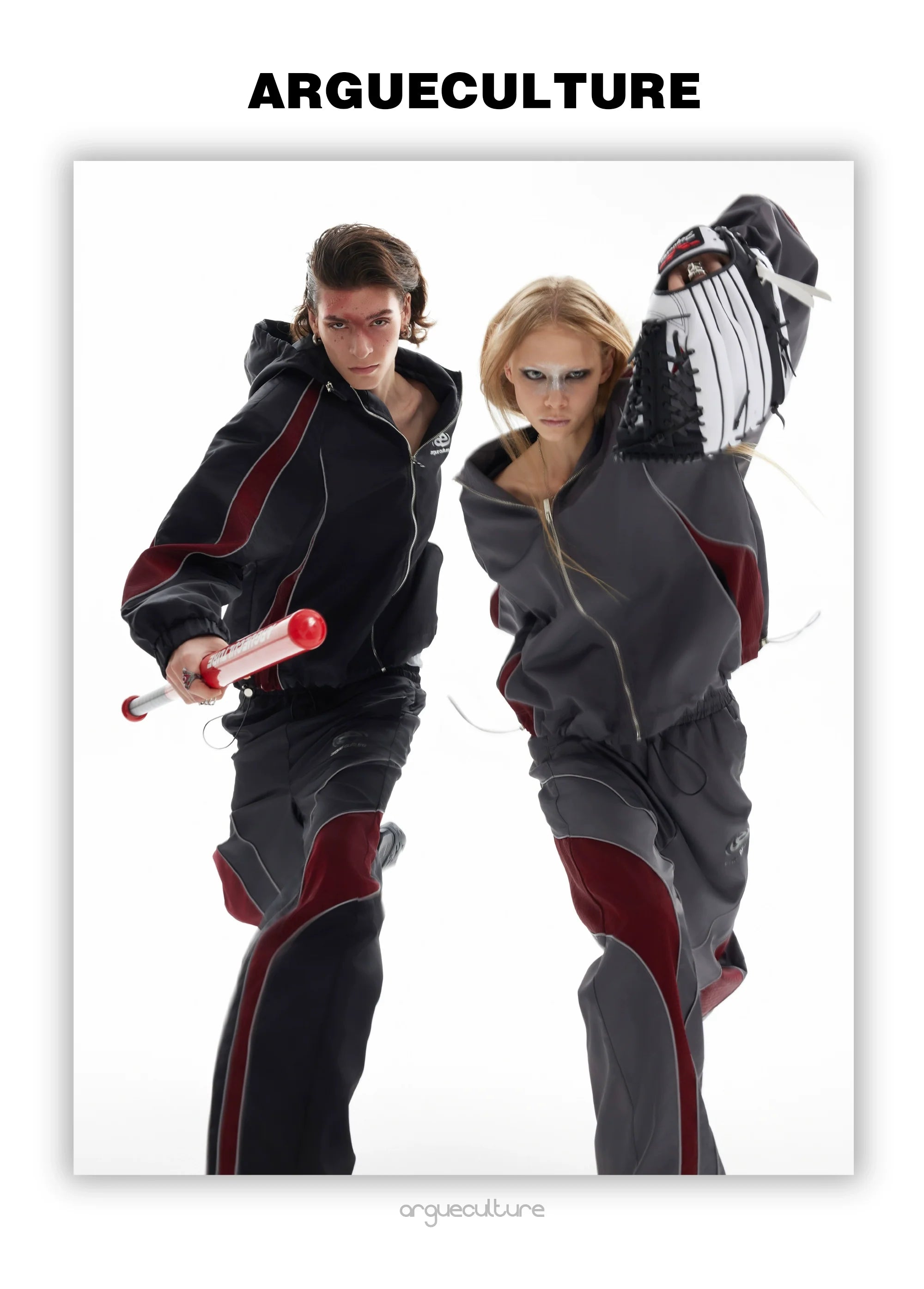 Reflective Tracksuit with Faux Leather Panels ¡§C Futuristic Contrast Hoodie Set - ArgueCulture