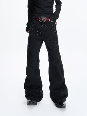 Washed Black Rivet Flare Jeans - product image 5