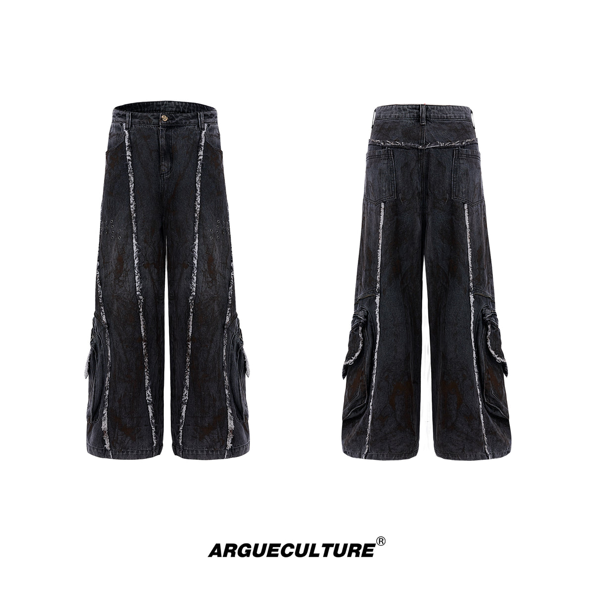 Black Distressed Wide-Leg Denim Pants - product image 5