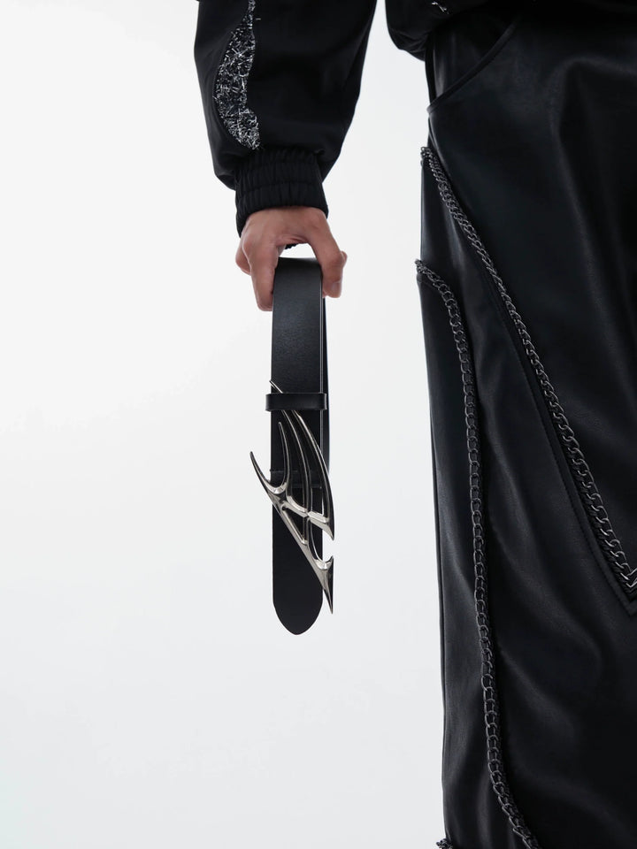 Deconstructed Thorn-Inspired Belt with Metallic Logo - ArgueCulture