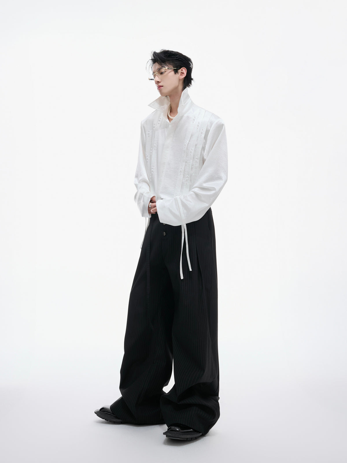 Pearl-Trimmed Cotton Tie Shirt - product image 3