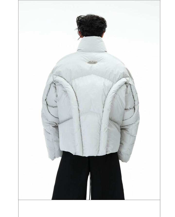 Deconstructed Puffer Jacket High Collar Loose Fit Street Style - ArgueCulture