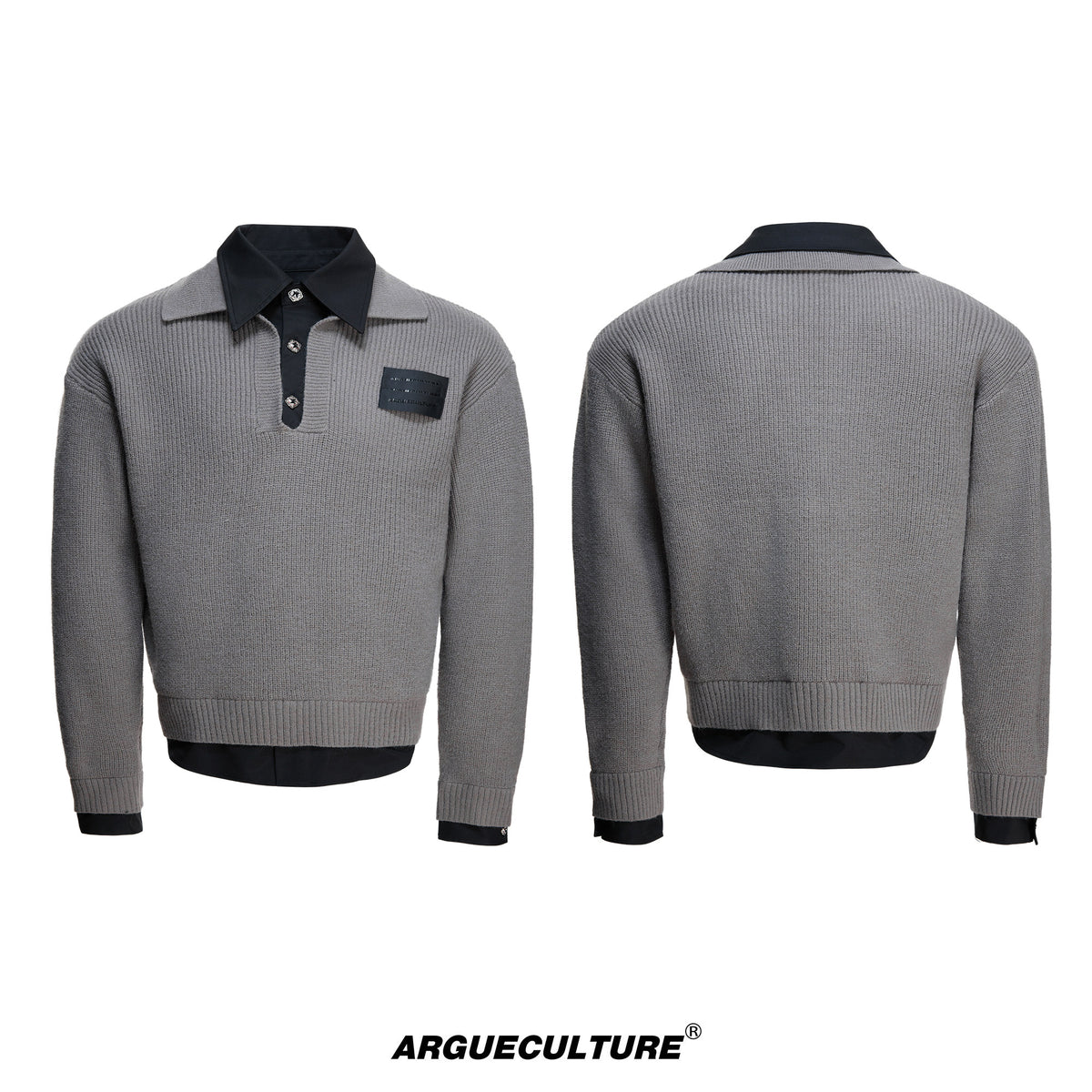 Faux-Layered Contrast Collar Knit Sweater - product image 5