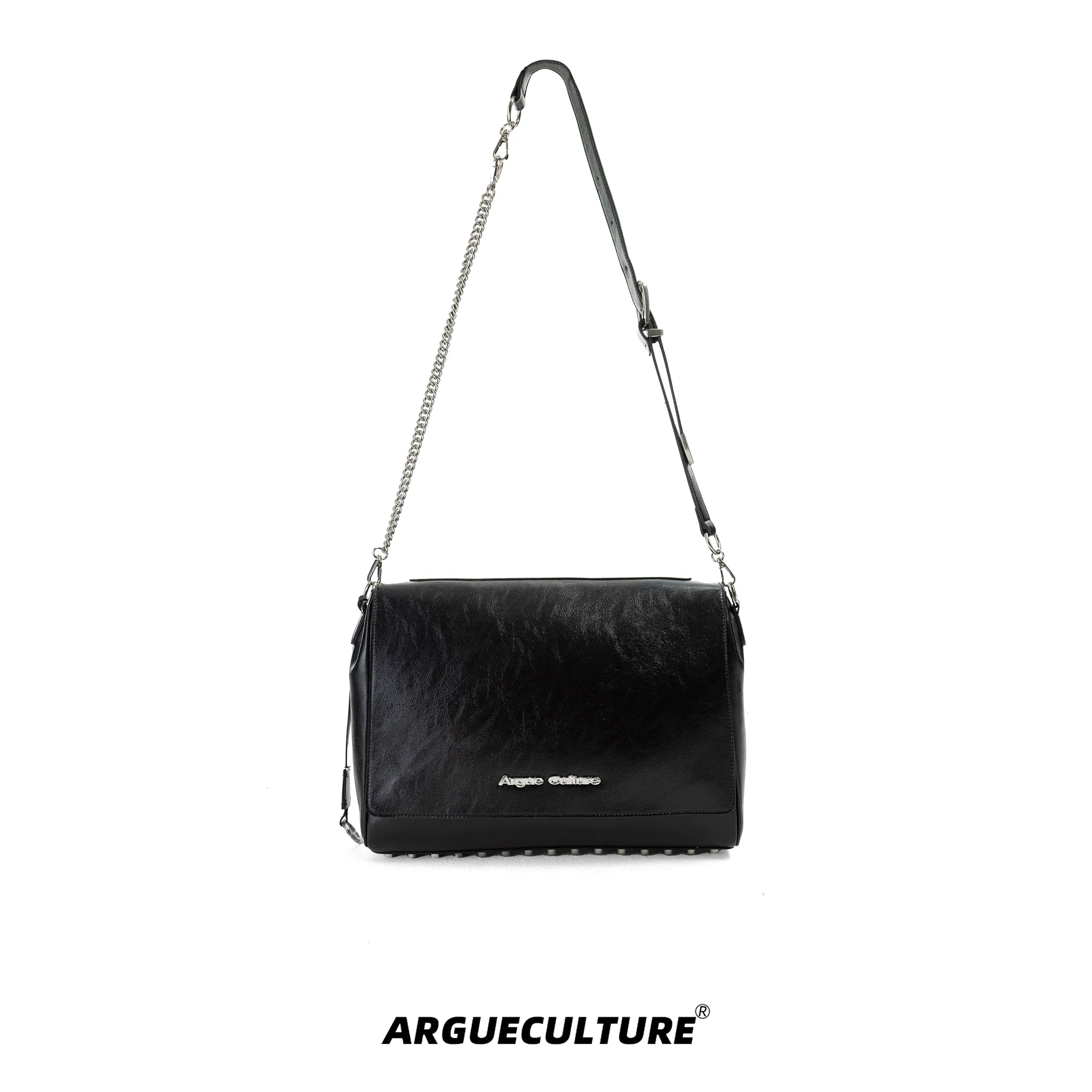 PU Leather Dual-Strap Tote Bag with Metal Logo - ArgueCulture