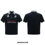 Contrast Embroidered Sequin-Collar Polo - variant image 7