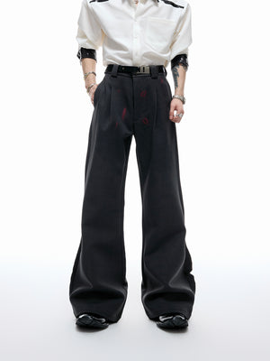 Pleated Red Lip Flared Trousers - product image 2