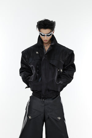 Asymmetrical Liquid-Look Short Jacket - product image 5