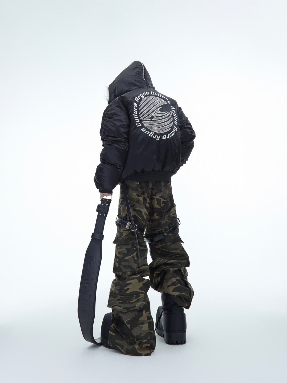 Plush Panel Nylon Bomber Jacket - product image 3