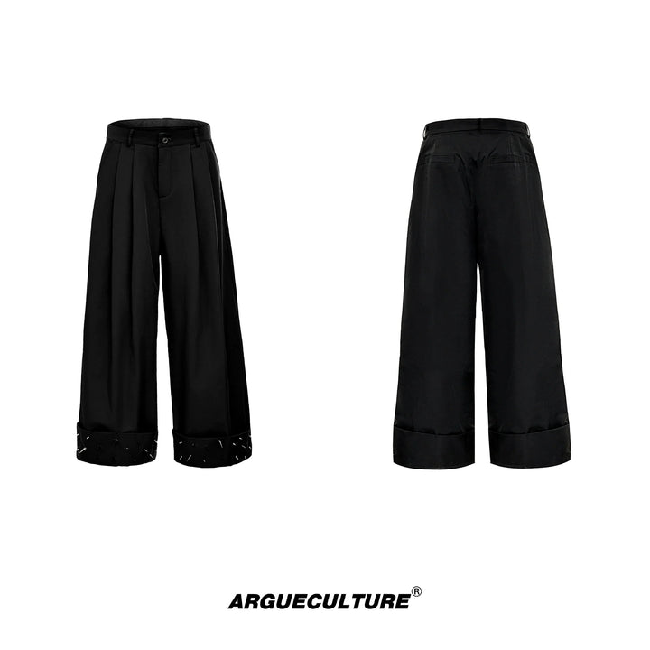 Loose Fit Metal Studded Design Wide-Leg Casual Pants - ArgueCulture