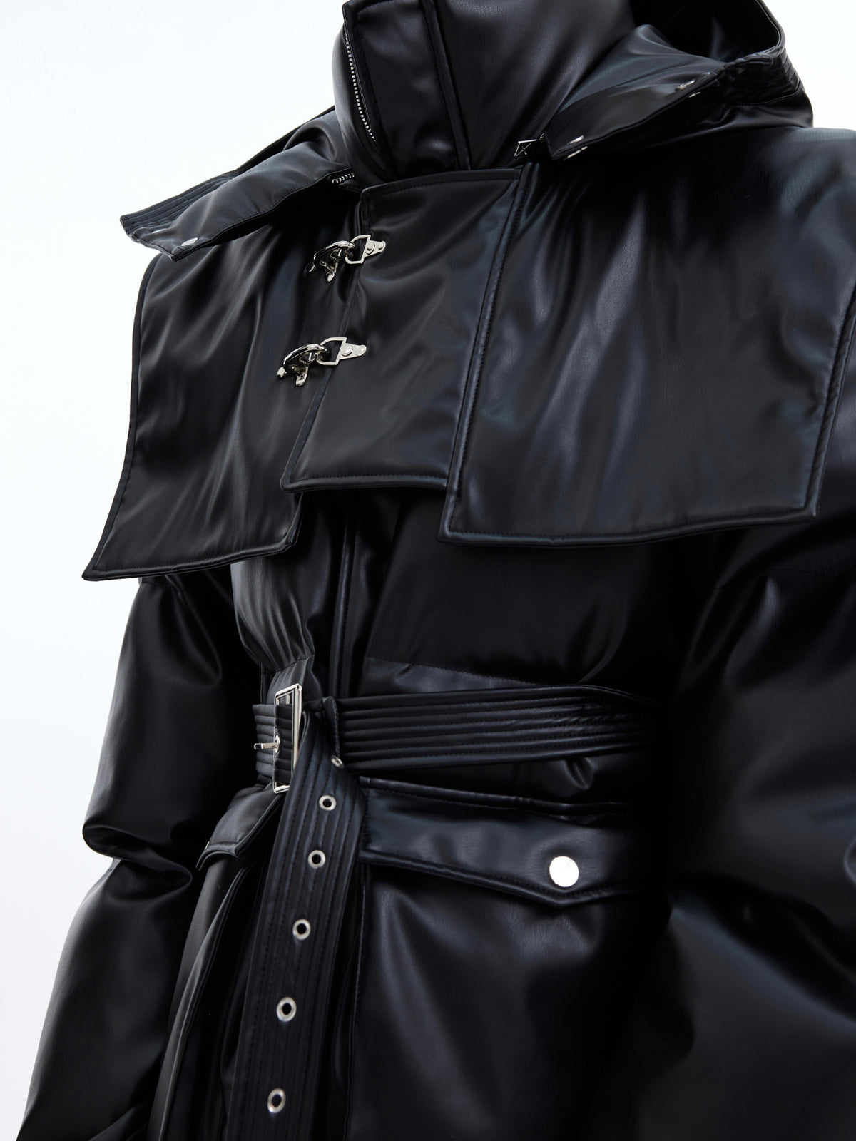 Deconstructed Long Hooded Padded Coat - product image 3