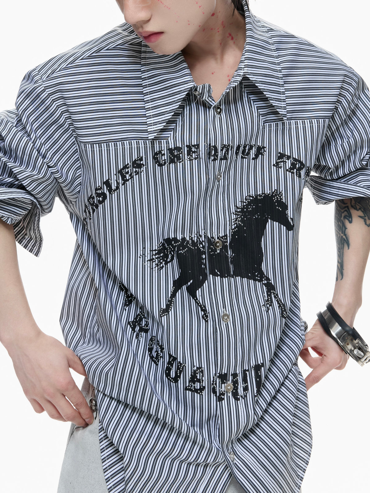 Rhinestone Studded Stripe Shirt - product image 3
