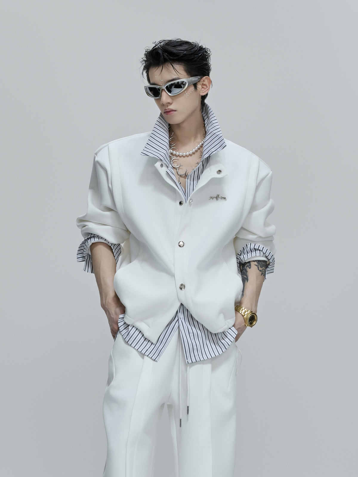 Color-Block Stripe Layered Cardigan - product image 5