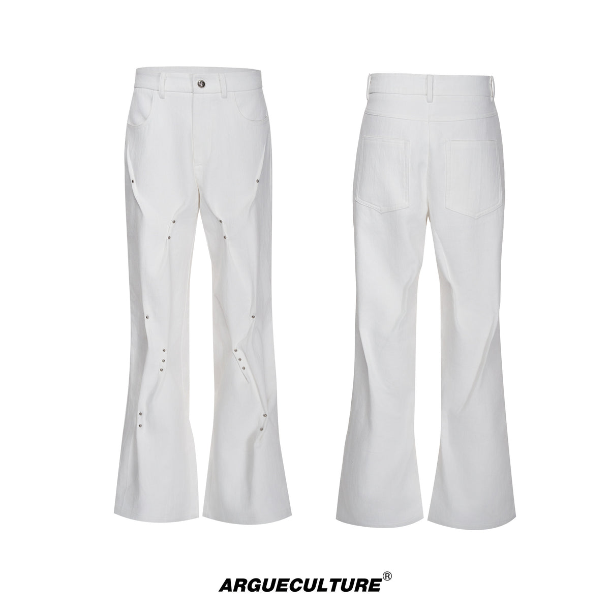 Pleated Rivet Straight-Leg Cotton Pants - product image 5