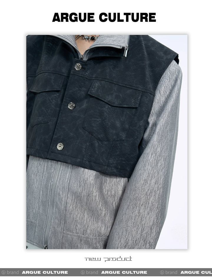 Deconstructed Vest Jacket with Removable Overlay and Vintage Buttons - ArgueCulture