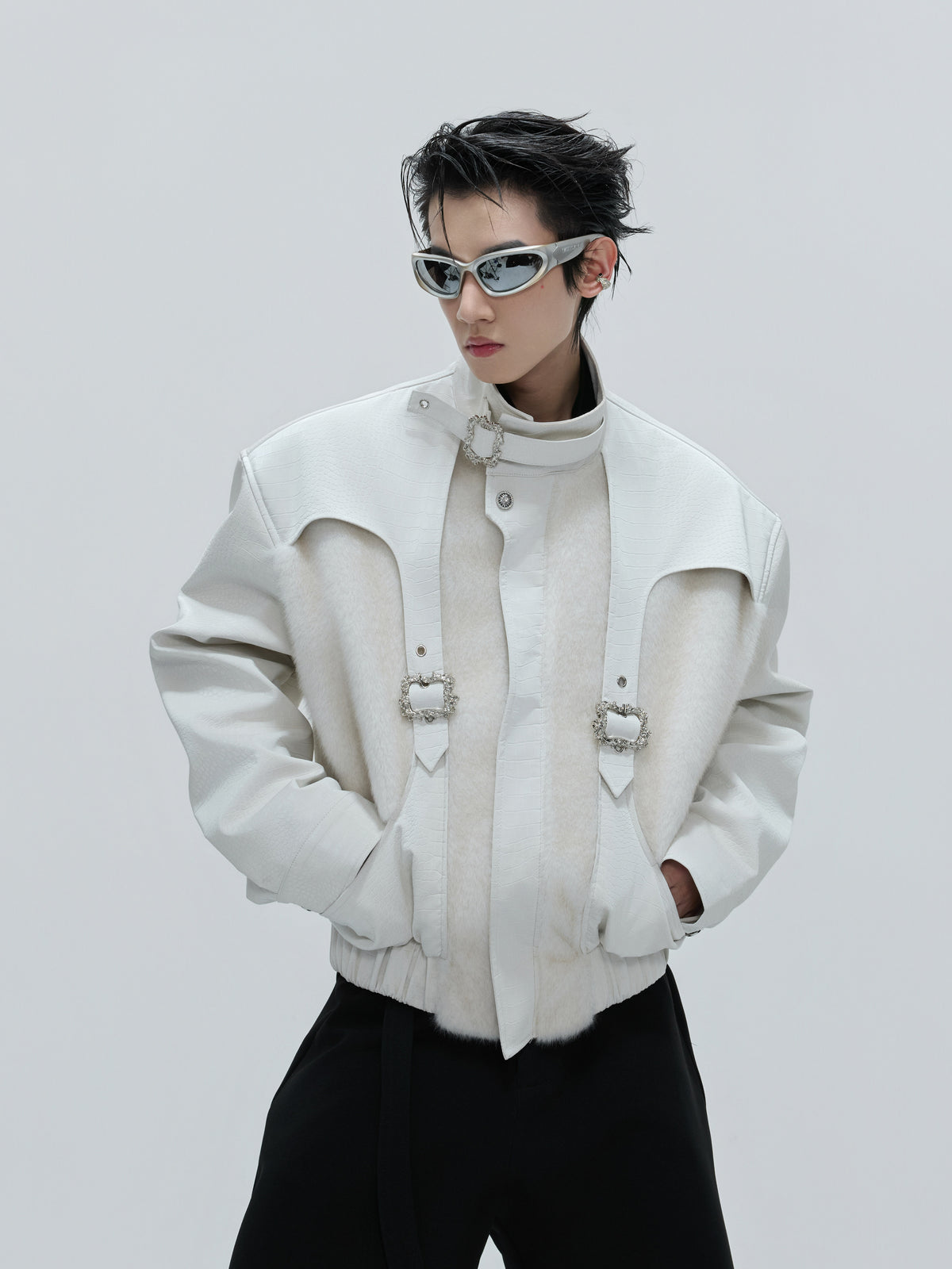 Fleece-Lined PU Leather Zip Jacket - product image 1