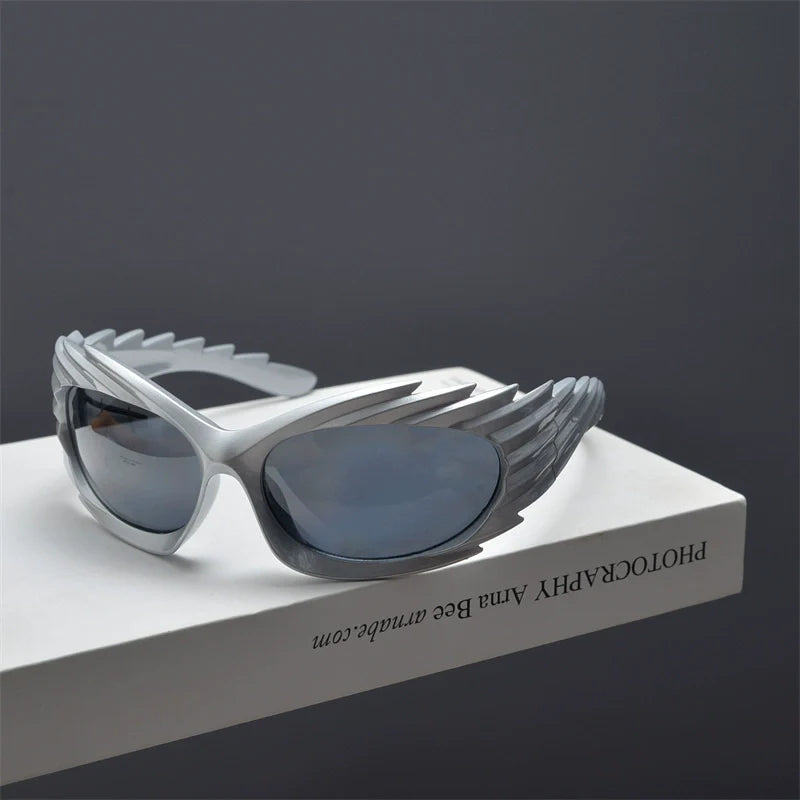 Exaggerated Retro Punk Winged Sunglasses - ArgueCulture