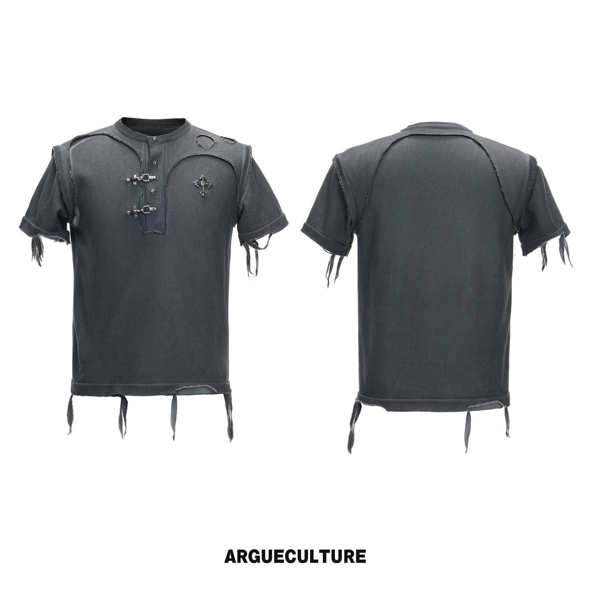 Distressed Ribbed Henley T-Shirt - variant image 6