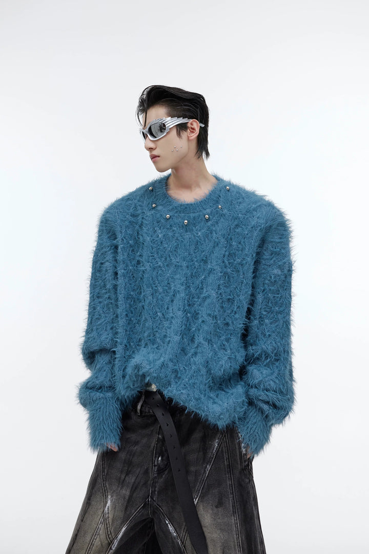 Oversized Knit Sweater with Metal Button Embellishments - ArgueCulture