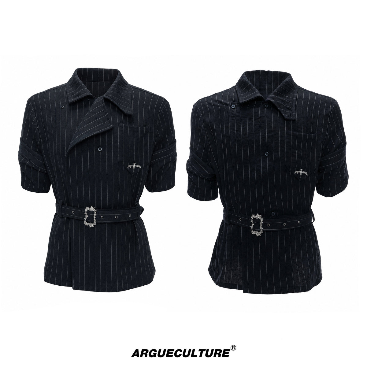 Striped Belted Short-Sleeve Shirt - variant image 6