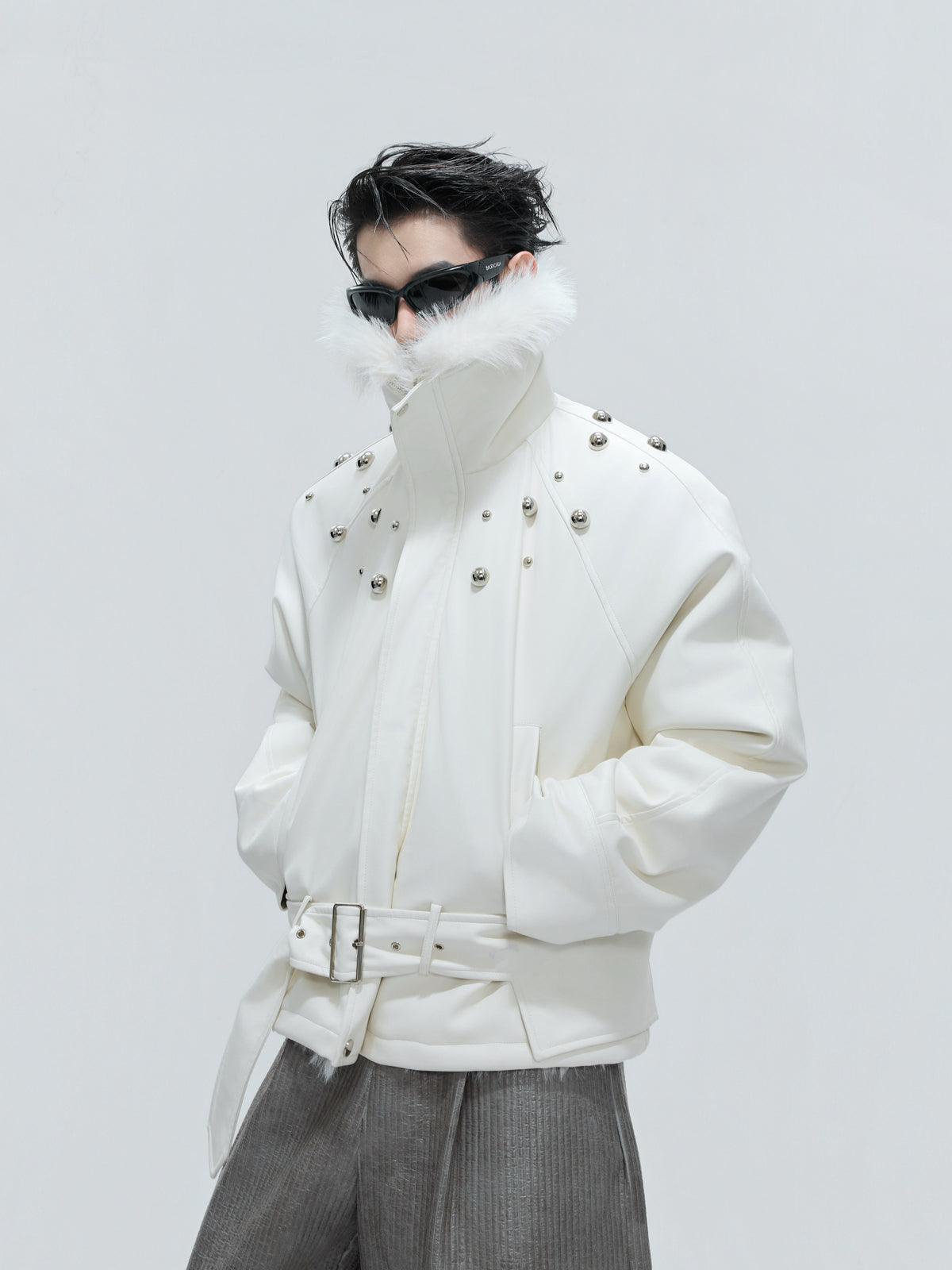 Faux Leather Fur-Collar Short Jacket - product image 2