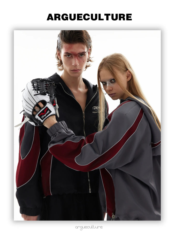 Reflective Tracksuit with Faux Leather Panels ¨C Futuristic Contrast Hoodie Set - ArgueCulture