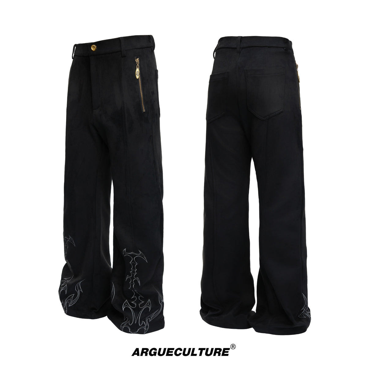 Embroidered Suede Straight-Leg Trousers - product image 5
