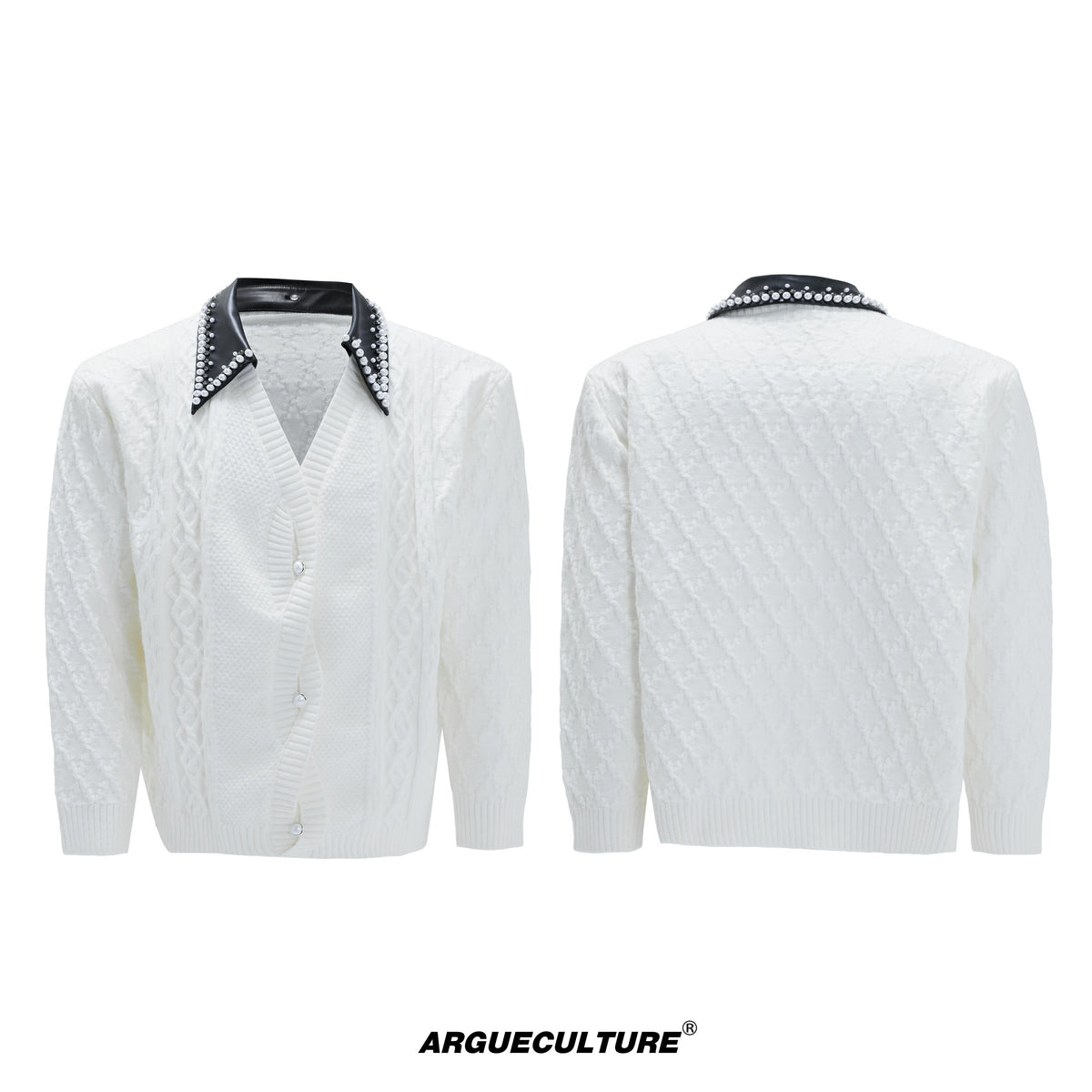 Pearl-Trimmed Wool Blend Cardigan - product image 5