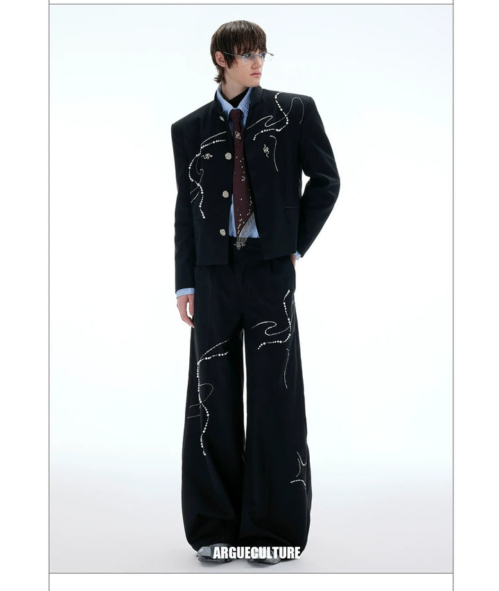 Chinese New Year Snake Pattern Blazer & Wide-Leg Pants – Luxury Streetwear - ArgueCulture