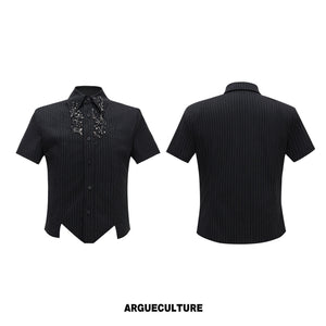Asymmetric Shoulder-Pad Stripe Shirt - product image 5