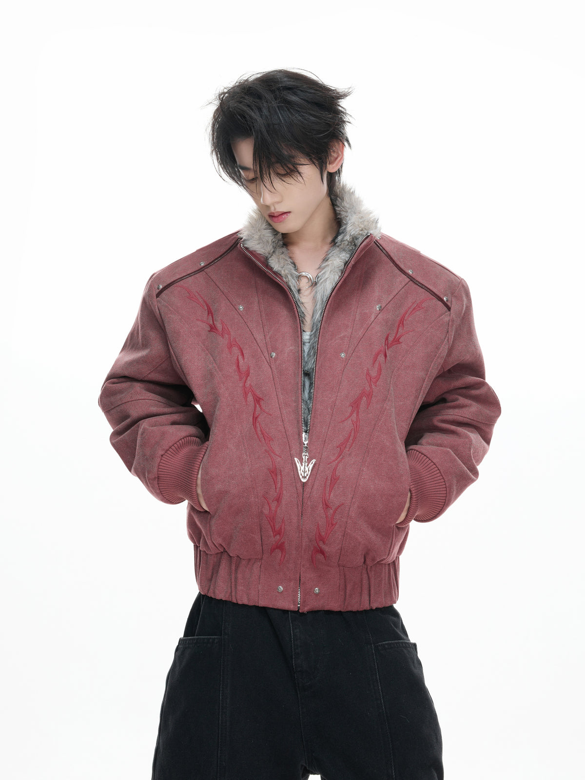 Washed Canvas Fleece-Lined Cropped Jacket - product image 4