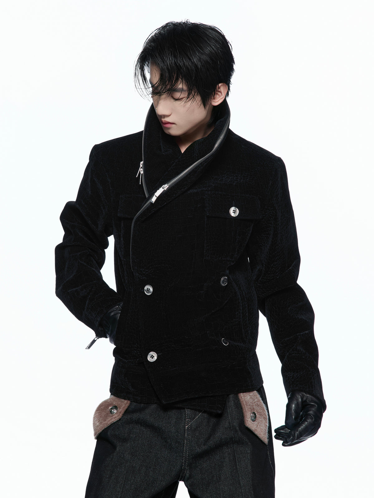 Crocodile-Texture Double-Zip Jacket - product image 1