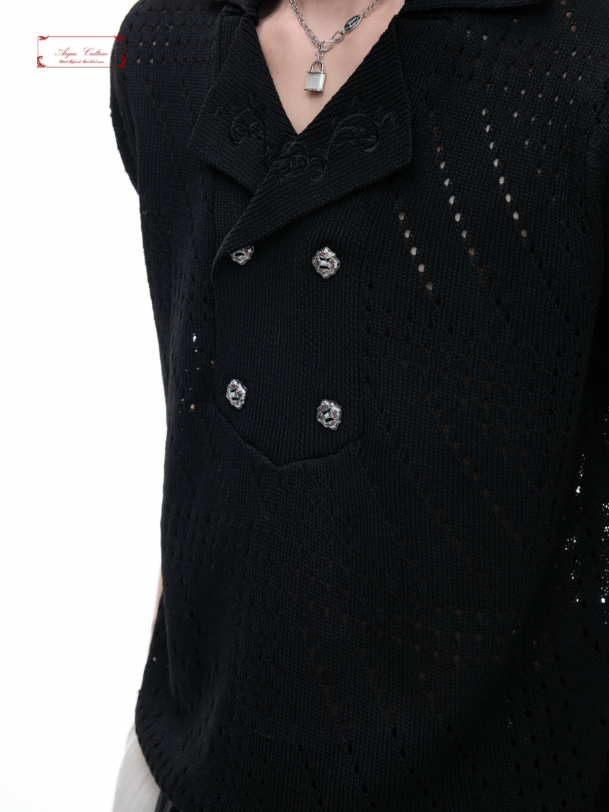 Openwork Embroidered Knit Polo - product image 5