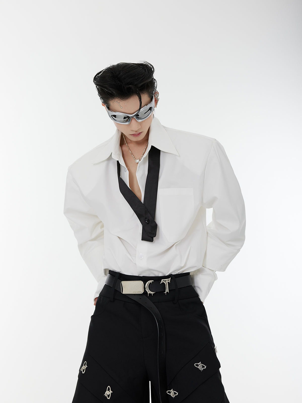 Relaxed Double-Cuff Tie Shirt - product image 1