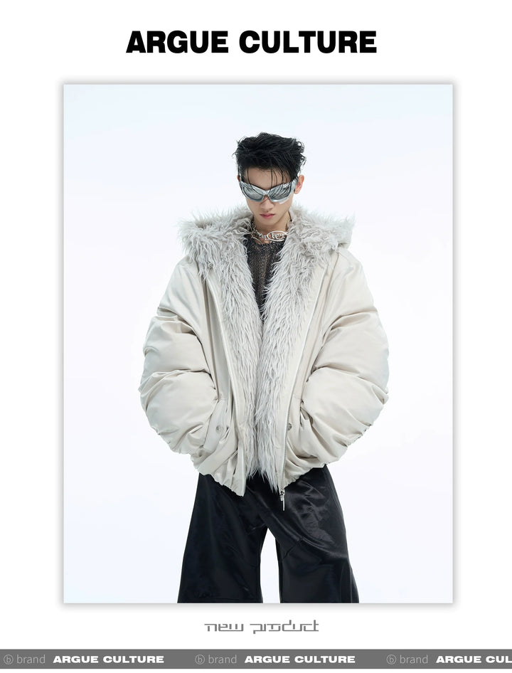 Men¡¯s Faux Fur Hooded Waterproof Puffer Jacket - ArgueCulture