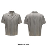 Khaki Striped Cuban Collar Shirt & Trousers - variant image 6