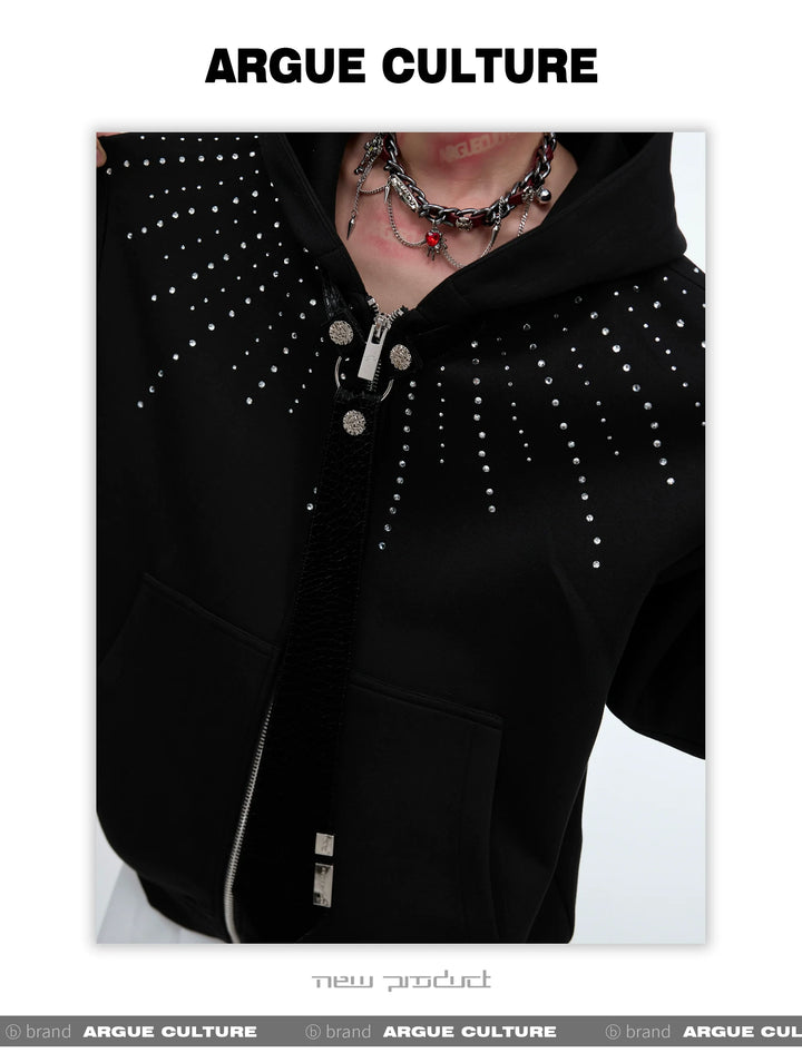 Rhinestone Hoodie with Detachable Tie for Men and Women - ArgueCulture