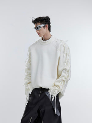Fringe Pleated Knit Sweater - product image 0