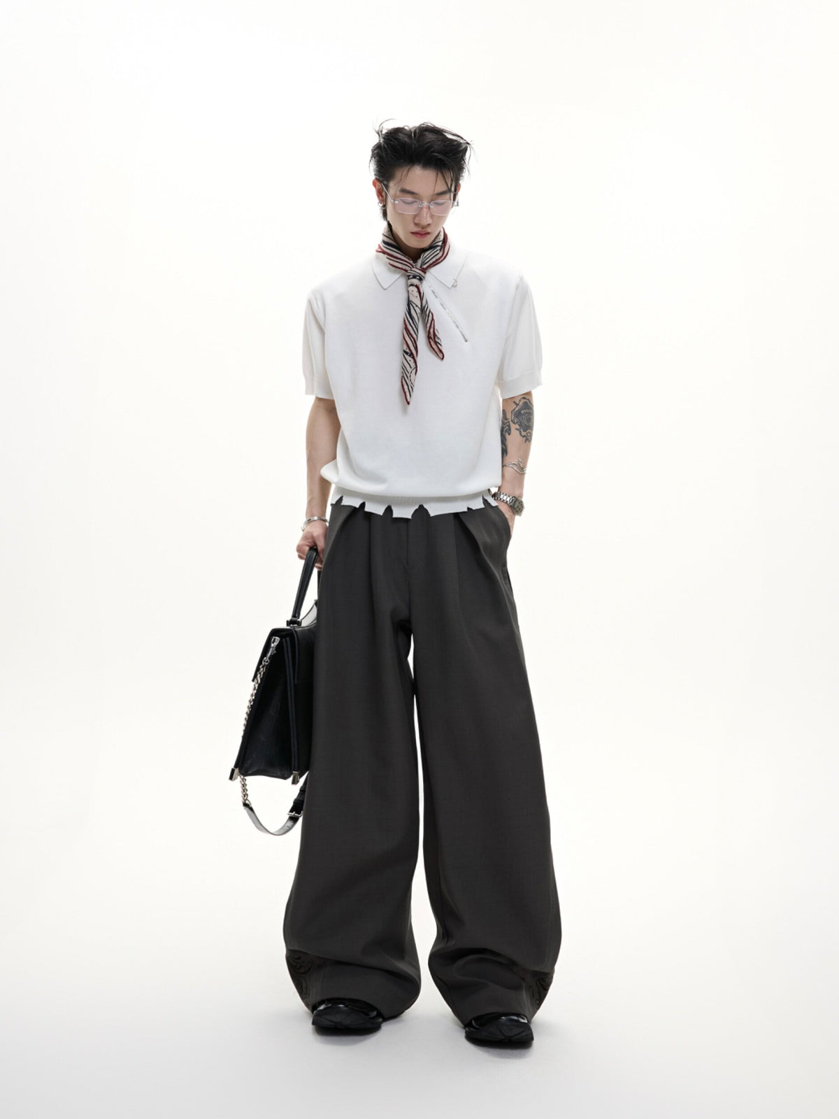 Embroidered Pleated Wide-Leg Trousers - product image 4
