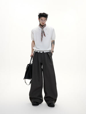 Embroidered Pleated Wide-Leg Trousers - product image 4